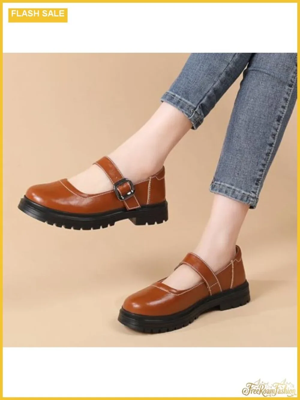 Women Mary Jane Platform Oxford Shoes Buckle Strap Casual Comfort